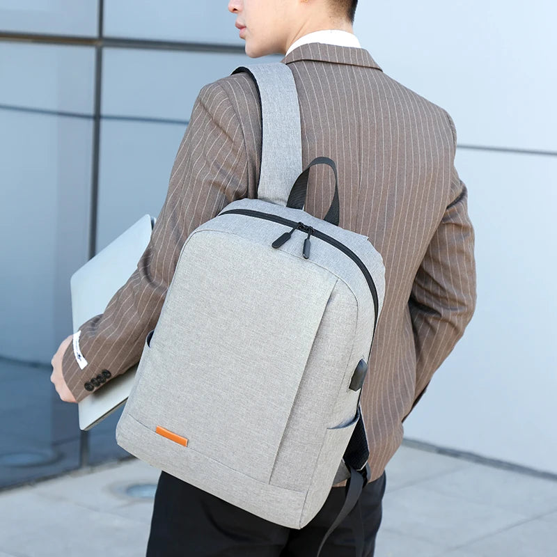 1 Pack 15.6 Inch Men'S Business Simple Computer Backpack Usb Charging Lightweight Schoolbag Travel Commuting