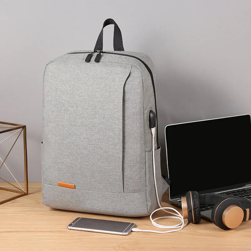 1 Pack 15.6 Inch Men'S Business Simple Computer Backpack Usb Charging Lightweight Schoolbag Travel Commuting
