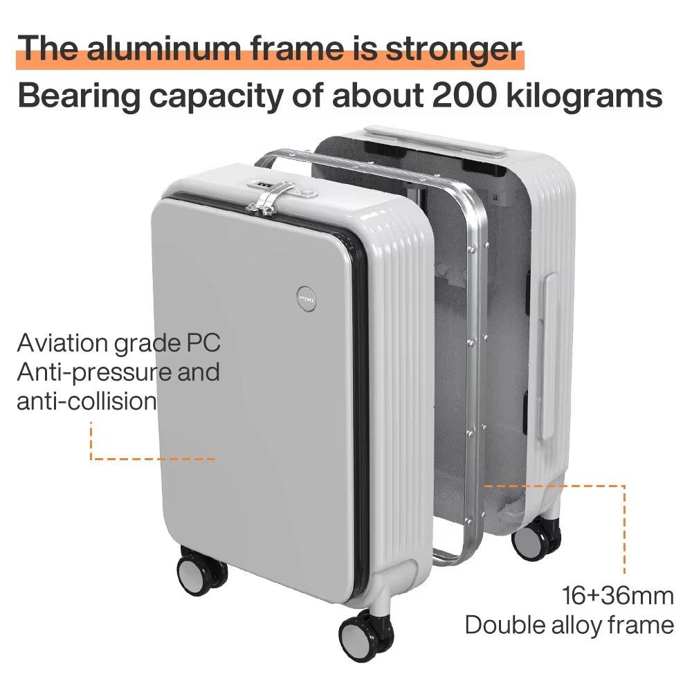 Mixi NEW Aluminum Frame Suitcase Carry on Rolling Luggage with USB Port Boarding Cabin Cup and Phone Holder 20 24 Inch