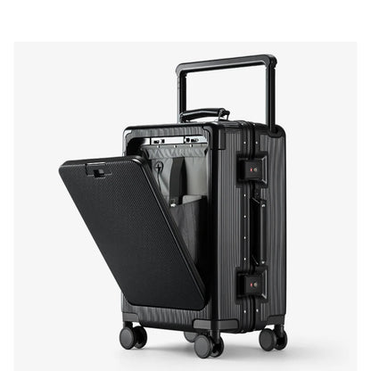 2025 Hard Luggage Carrier Reinforced PC Front Open Suitcase Business Travel Large Durable USB TSA Carry-On Boarding