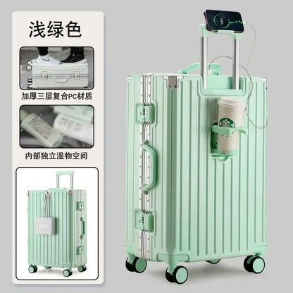 2025 New Multifunction Suitcase with USB Charging Aluminum Frame +PC Suitcase Trip Cabin Male and Female Carrier 28/30-Inch