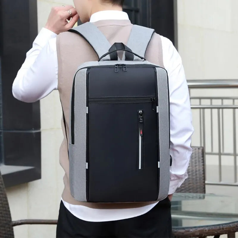 1 Pack 15.6 Inch Men'S Business Computer Bag Multi-Pocket High-Capacity Usb Charging Work Commuting Backpack