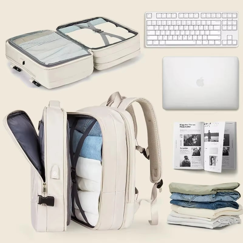 Travel Backpack for Women Expandable Weekender Hiking Laptop Backpack with USB Port Large Waterproof 40L Men'S Backpack