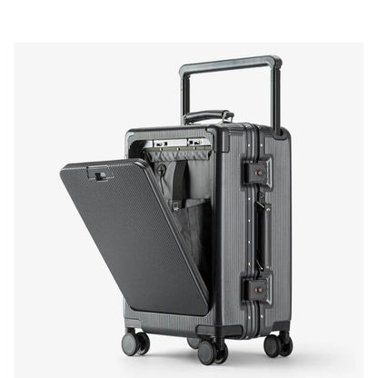 2025 Hard Luggage Carrier Reinforced PC Front Open Suitcase Business Travel Large Durable USB TSA Carry-On Boarding