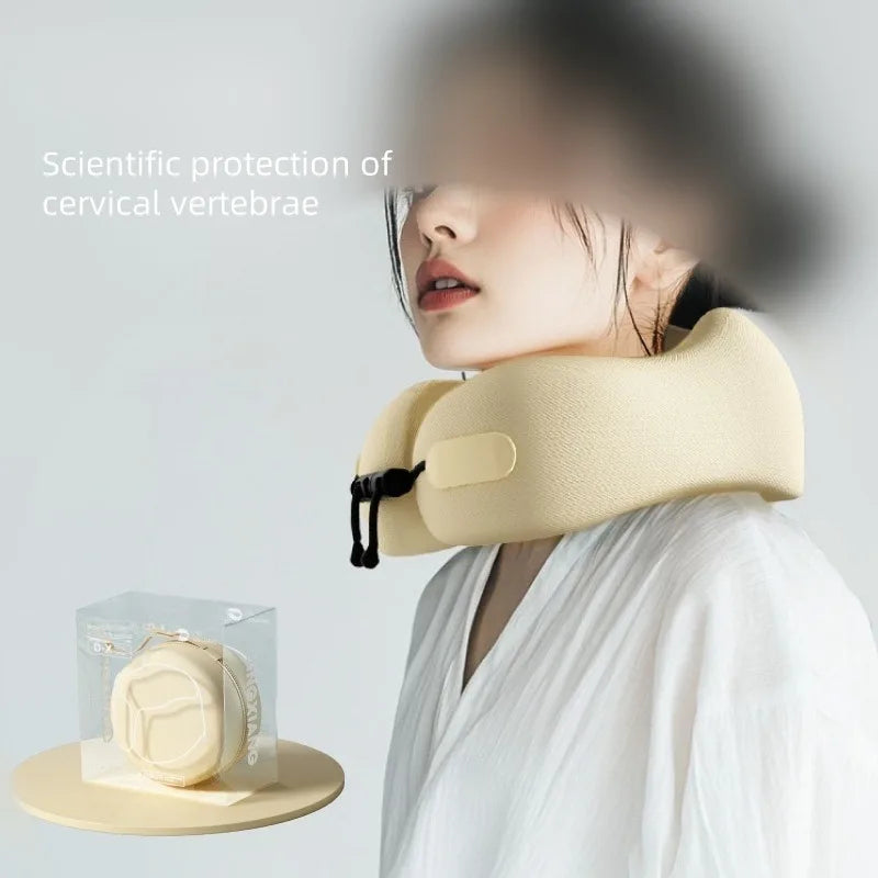 Memory Foam U-Shaped Travel Neck Pillow for Cervical Spine Support and Comfort During Airplane Travel