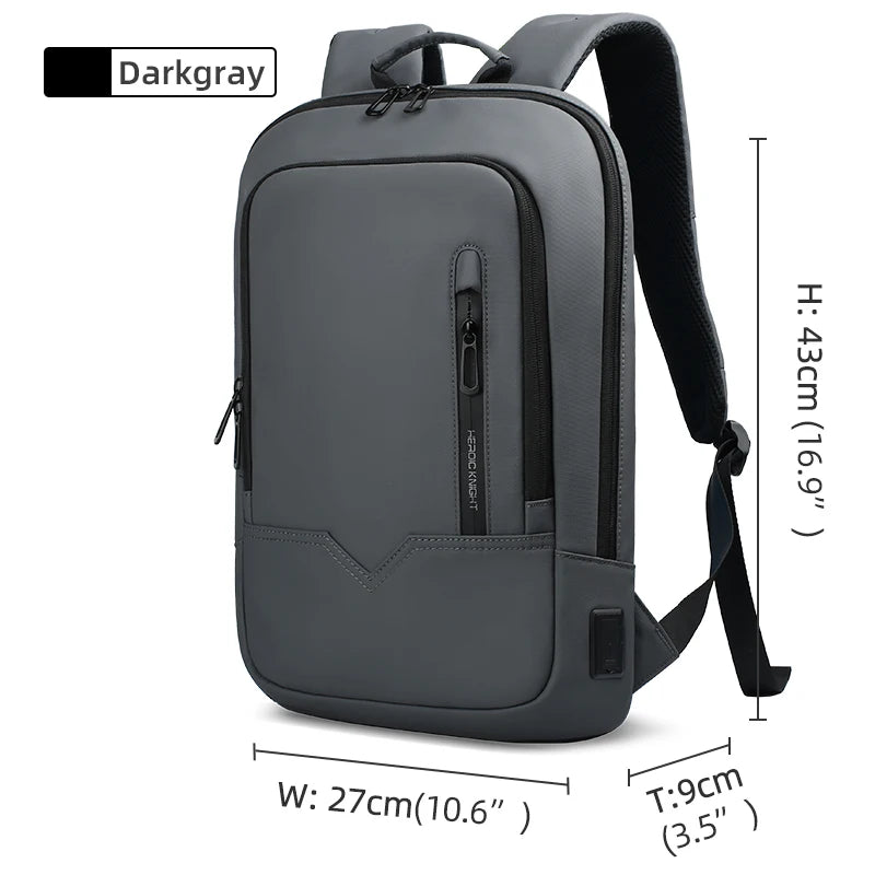 Backpack for 14" Laptop Thin Men Multifunctional Business Backpack Waterproof USB Charging Work Travel Backpack