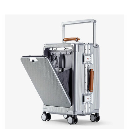 2025 Hard Luggage Carrier Reinforced PC Front Open Suitcase Business Travel Large Durable USB TSA Carry-On Boarding