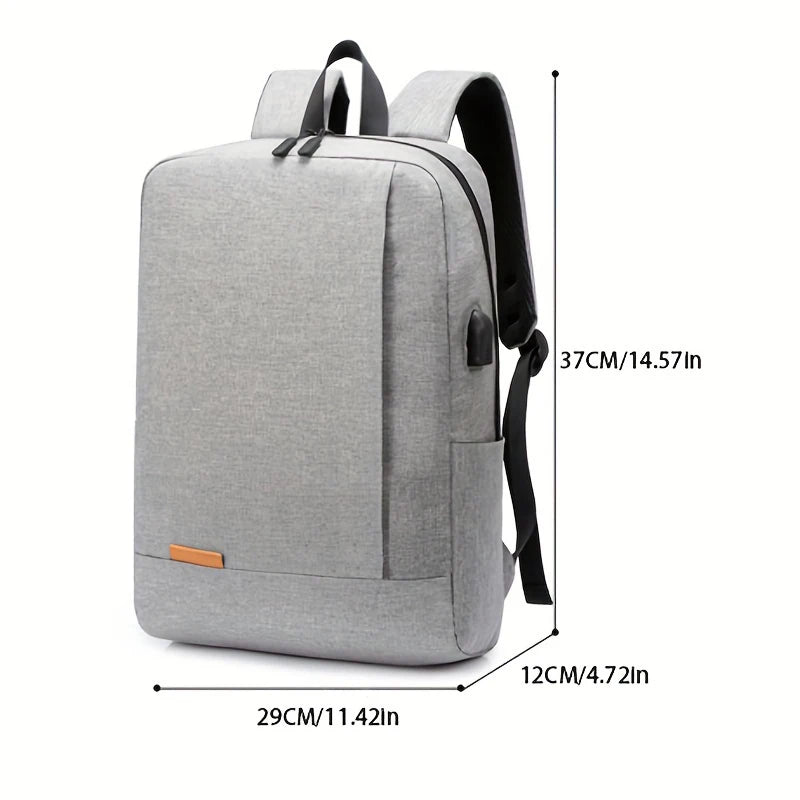 1 Pack 15.6 Inch Men'S Business Simple Computer Backpack Usb Charging Lightweight Schoolbag Travel Commuting