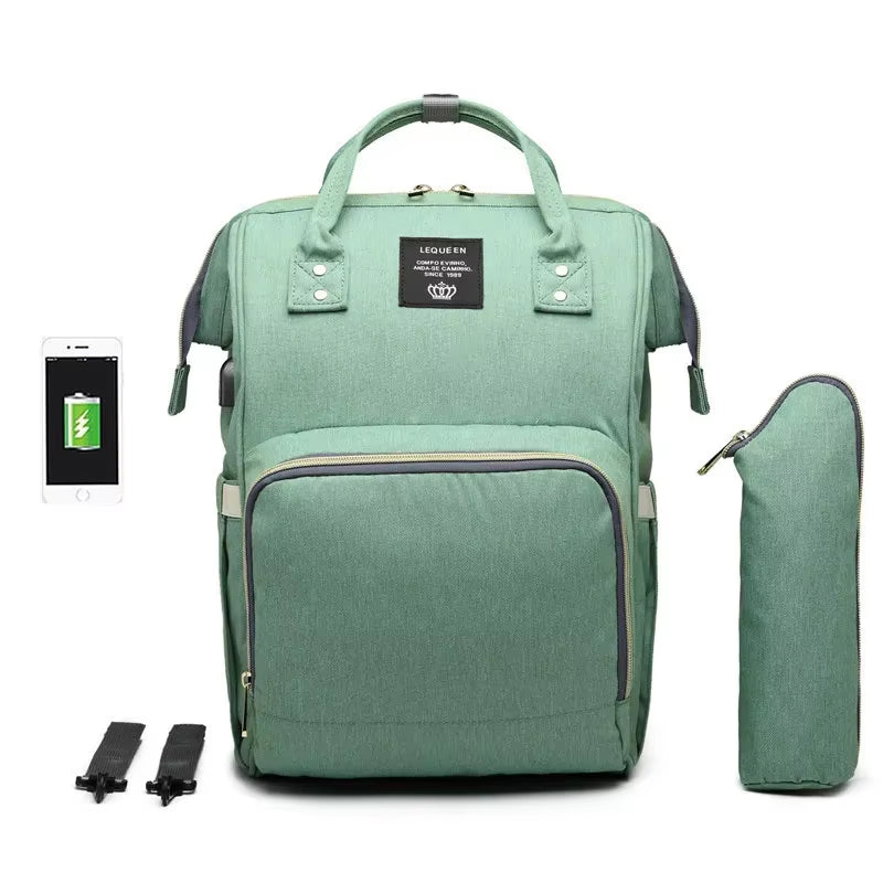 Large Capacity Diaper Bag Backpack Waterproof Maternity Bag Baby Diaper Bags with USB Interface Mummy Travel Bag for Stroller